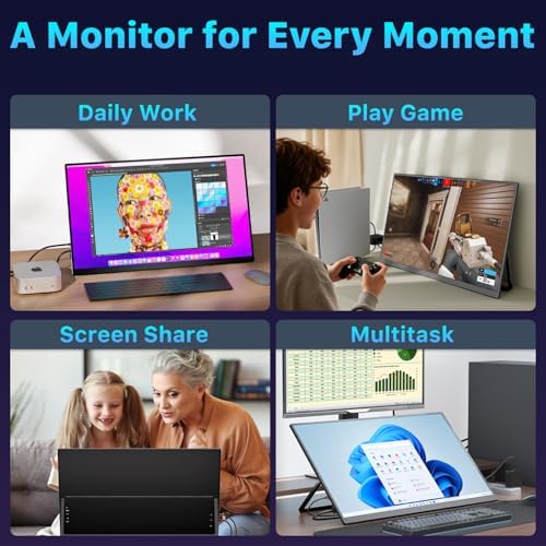 Upperizon Portable Monitor 23.8 inch 4K 3840X2160 144% sRGB 60Hz HDR HDMI USB-C Travel Monitor for Laptop MacBook PC Surface PS5 Xbox, Large External Display with Kickstand & Speakers, VESA Compatible - Image 7