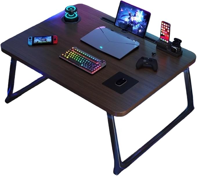 Lap Desk with Cup Holder, Folding Portable Laptop Desk, Adjustable Bed Table for Study, Gaming, Multipurpose Use for Couch, Sofa, Bed by Unknown