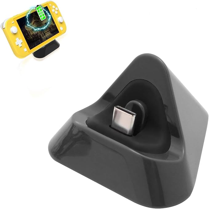 ECHZOVE Gray Charging Dock for Nintendo Switch Lite, USB Type-C Charger - Includes Nonskid Design & Portable Tabletop Mount - Image 9