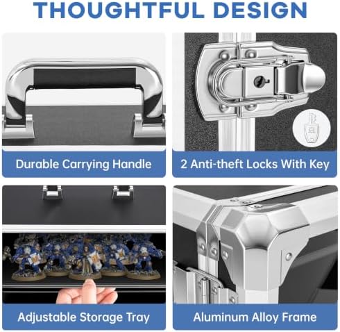 WELIDAY Miniatures Storage Case Miniatures Transport Case Aluminum Alloy Frame with Lock (Large Size) - Image 5