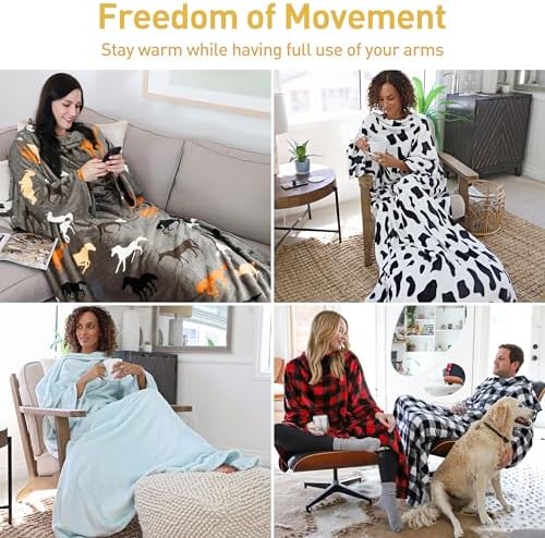Catalonia Wearable Blanket with Sleeves for Women & Men, Fleece Wrap Throw - Image 6