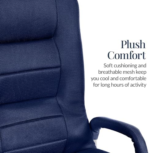Best Choice Products Swivel Gaming Chair 360 Degree Multipurpose Floor Chair Rocker for TV, Reading, Playing Video Games w/Lumbar Support, Armrest Handles, Adjustable Foldable Backrest - Navy - Image 5