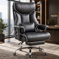 COMHOMA Big and Tall Office Chair,Heavy Duty Gaming Chair with Foot Rest and Wide Pocket Spring Cushion Reclining Height Adjustable for Home Office Work, Comfy Pu Leather Black-White by ComHoma