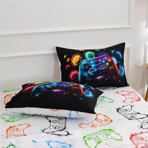 NTBED Game Console Comforter Set for Boys Girls Kids Space Universe Gaming Lightweight Microfiber Gamer Bedding Sets (Multi, Queen 5Pcs) - Image 4