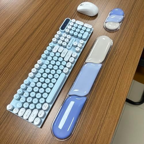 Upgrade Keyboard Wrist Rest Set, Gel Keyboard Wrist Support Mousepad, Ergonomic Mouse Wrist Mat for Computer, Laptop, Home, Office, Blue Color Block - Image 2