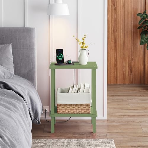 TUTOTAK End Table with Charging Station, Side Table, Nightstand - Image 5