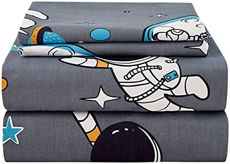 JSD Grey Astronaut Kids Full Sheet Set Space Theme 4 Piece by JSD