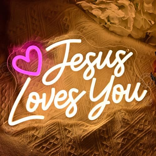 SYLHOME Heart Jesus Loves You Led Neon Light Sign Bedroom Church Wall Decor - Image 5