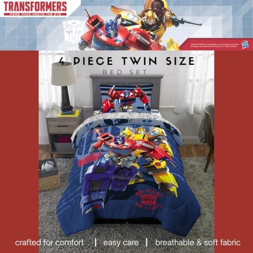Transformers Optimus Prime Super Soft Comforter and Sheet Set with Sham, 4 Piece Twin Size, (Official Licensed Product) By Franco Collectibles - Image 4