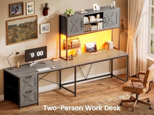 SEDETA Reversible Farmhouse L Shaped Gaming Desk with Drawers, Hutch - Image 3