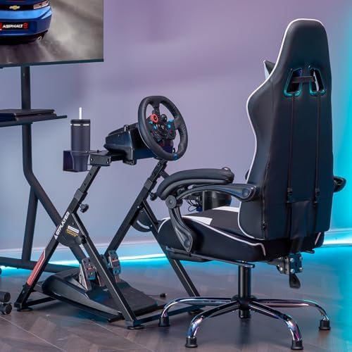 GTPLAYER Sim Racing Wheel Stand Simulator Cockpit Wheel Stand fit for Logitech G25 G27 G29 G920 G923 Thrustmaster T330TS Gaming Stand Wheel Pedals NOT Included, Deep Black With Cup Holder - Image 7