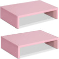 TEAMIX Pink Monitor Stand Riser - 2 PackS, Wood | Dual Stand for 2 monitors. Holds 80 lbs, Stack or Separate Adjustable Use, Fits laptop, TV, PC. For Home Office, Gaming by TEAMIX