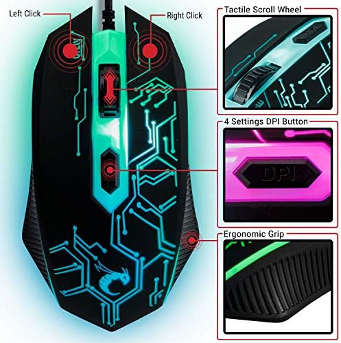 Gaming Keyboard and Mouse and Mouse pad and Gaming Headset, Wired LED RGB Backlight Bundle for PC Gamers and Xbox and PS4 Users - 4 in 1 Edition Hornet RX-250 - Image 4