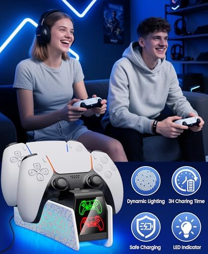 Charging Station for P S5 Controller, Fast DualSense Charger Dock with RGB Touch Control, Controller Indicator Light Stand Compatible with PlayStation 5 Dualsense Edge Accessories - Image 7