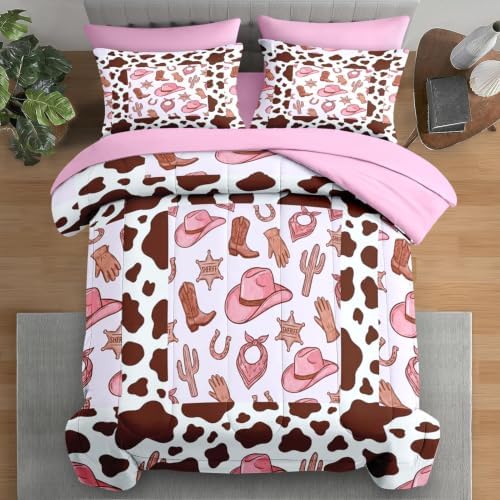 Pamnest Twin Comforter Set with Sheets, 5 Pieces Western Cowgirl Bedding by PAMNEST