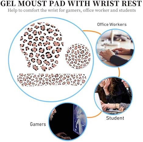 Keyboard Wrist Rest and Mouse Pad Wrist Support Set with Coasters,Ergonomic Gaming Mousepad for Home Office Working Studying Easy Typing & Pain Relief,Leopard Print - Image 7