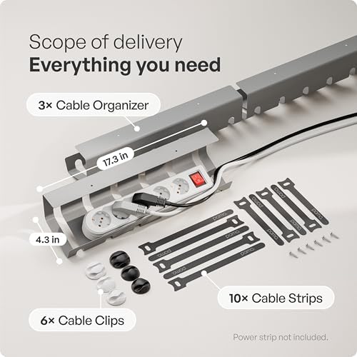PAMO Cable Management Under Desk, Set of 3 - Grey/Silver - Image 3