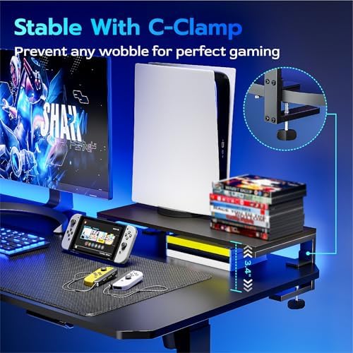 ARES WING Clamp-On 21.7" Desk Extender Shelf, Heavy Duty Desktop Organizer - Image 2