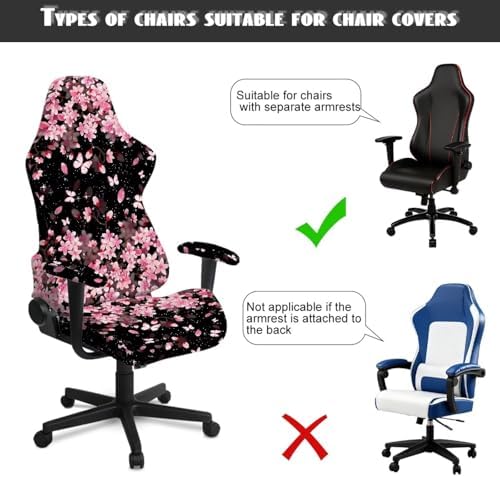 Butterfly Gaming Chair Cover with Armrest Covers Cherry Blossom Office Chair Seat Covers Stretchable Desk Chairs Slipcover for Home Decor, Office Furniture Protectors - Image 7