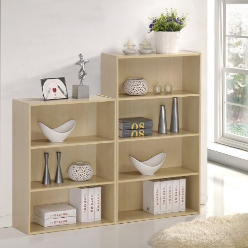 Furinno PASIR Book Shelf, 4-Tier Bookshelf, Bookcase with Open Shelf, 9.4 x 23.6 x 41.7, for Living Room, Bedroom, Home Office, Steam Beech - Image 2