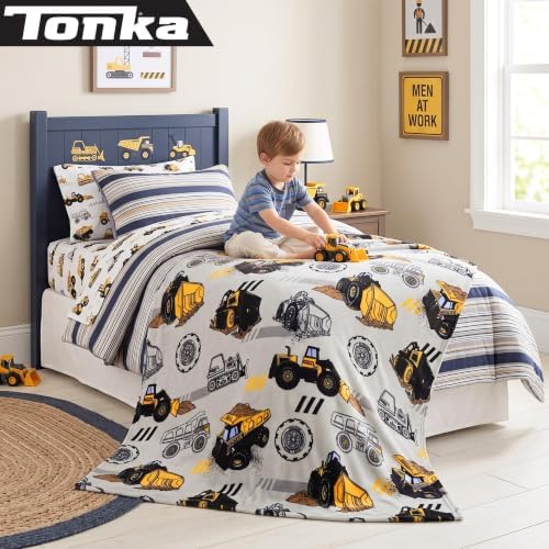 Franco Tonka Construction Trucks Kids Throw Blanket, 46 in x 60 in, Soft Cozy Decorative Blanket for Couch, Bed, or Travel (Officially Licensed Product) - Image 3