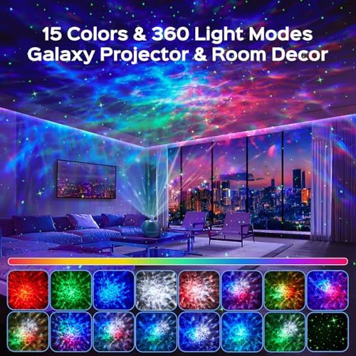 One Fire 360 Game Lights Galaxy Projector Gaming Accessories Gaming Room Decor Green Star Bluetooth Speaker+15 White Noise Man Cave Accessories Cool Gifts for Men Birthday Gift Cool Stuff for Teen Boy - Image 4