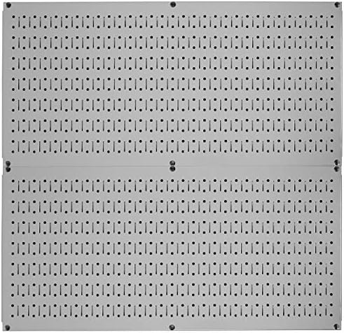 Wall Control Pegboard Rack Horizontal Metal Pegboard Garage Tool Storage Pack - Two 32-Inch Wide x 16-Inch Tall Easy To Install Peg Boards (Grey) by Wall+Control