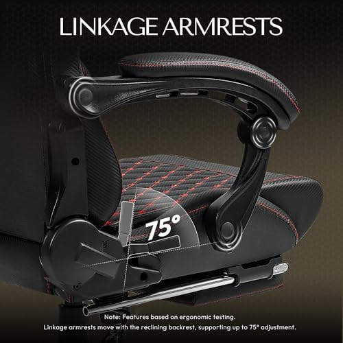 Dowinx Gaming Chair Big and Tall, Ergonomic PC Gaming Chair with Footrest & Massage, Racing Style Reclining Computer Chair for Adults, 400LBS Capacity - Heavy Duty Gamer Chair (Black) - Image 5
