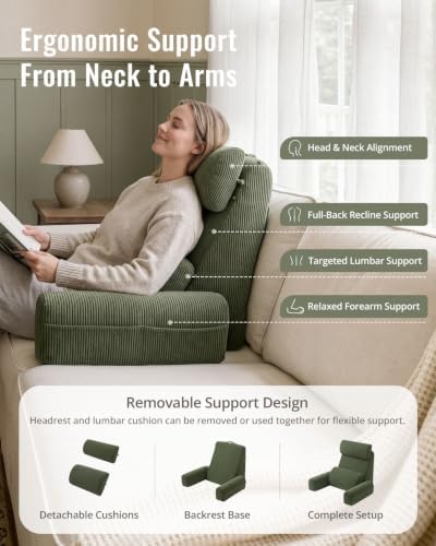 Blissful Diary Reading Pillow with Adjustable Neck & Lumbar Support, 19" - Image 3