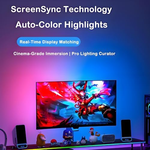 32 Inch Monitor Backlight - Smart LED Strip for PC Monitor Sync - Cinematic Screen Color and Music Rhythm - Software Driven Gaming Desktop Ambient Light for Pro Battlestations (32 inch) - Image 4