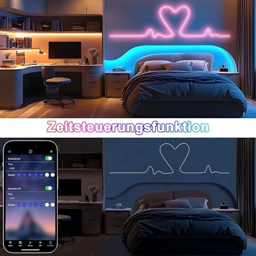 Cozylady RGB Neon Light LED Rope Light,Waterproof Bluetooth APP Remote Control Music Sync Strip Light,24V Flexible DIY Silicone Light for Bedroom Home Indoor Outdoor Decoration (120ft-36M) - Image 6