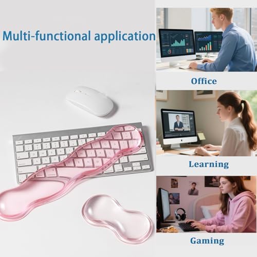 Clear Gel Wrist Rest for Keyboard, Keyboard Wrist Rest for Typing Pain Relief, Ergonomic Keyboard Arm Rest, Suitable for Office, Gaming, Computer, Laptop - Pink - Image 5