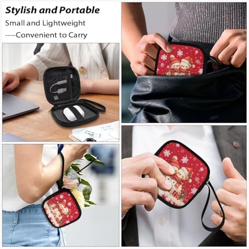 Christmas Cute Snowman Portable Wireless Headphone Case, Earphone Storage Bag Carrying Case, Earbud Holder with Handle Headphone Bag Travel - Image 7