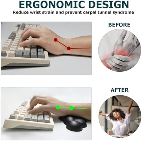 Cloud Wrist Rest Keyboard, Wrist Rest for Computer Keyboard, Black | Ergonomic Keyboard Wrist Rest, Cute PU Leather Memory Foam Mouse Wrist Pad for Gaming, Office, Computer, Typing Pain Relief - Image 2