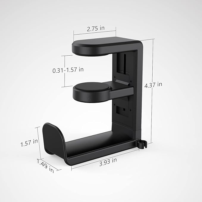 EURPMASK Rotating Headphone Stand,Adjustable Clamp-on Headset Holder Hanger | 360 Degree Swivel,Headset Hook Under Desk,No Residue,Cable Organizer,Soft Rubber Pads,Keep Headphones Secure&Desk Tidy,Black - Image 9