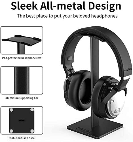 New Bee Headphone Stand Headset Holder Earphone Stand | Aluminum Supporting Bar Flexible Headrest ABS Solid Base for All Headphones Size (Black) - Image 3