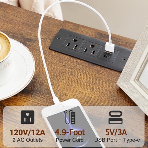LOAKEKEL Nightstands Set of 2, LED Night Stand with Charging Station - Image 4