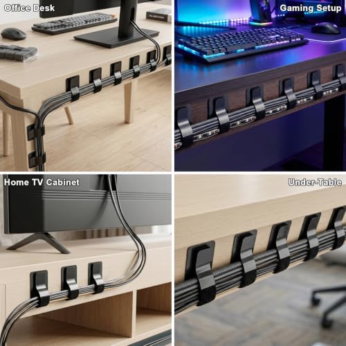 Cable Management Under Desk, 60 Pair Cord Organizer Straps - Image 6