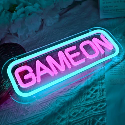 SYLHOME Game On Led Neon Light Sign Game Room Bedroom Man Cave Wall Decor - Image 5