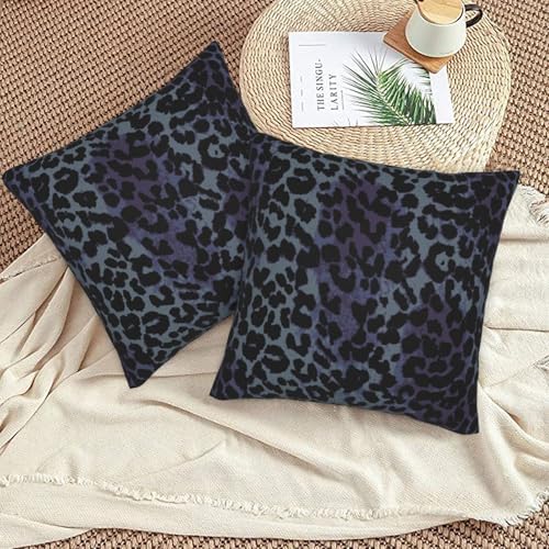 Cheetah Print Pillowcase Set of 2 Black Leopard Animal Texture Throw Pillow Covers Shells for Couch Office Bedroom Home Decoration, 16"X16" - Image 5