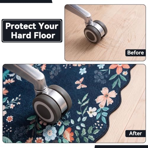 Breling Office Chair Mat for Hardwood Floor & Tile Floor, 36" x 48" Large Anti-Slip Floors Protector, Under Desk Gaming Rug for Rolling Computer Chair for Office Home(Black,Floral Scallop Edge) - Image 5