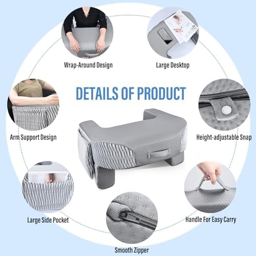 LEBENGURU Reading Pillow for Laptop, Extra Large Armrest for Bed, Stripe - Image 4