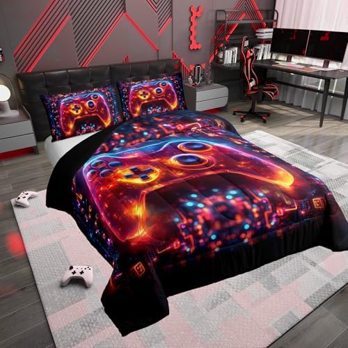 Feelyou Kids Boys Gamer Comforter Set 3D Game Gamepad Toddler Size Bedding Set for Teens Girls Game Console Duvet Quilt Soft Microfiber - Image 2