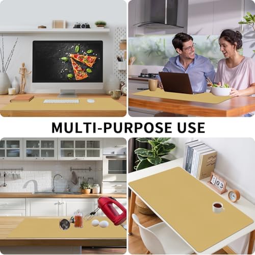 Bloss Light Yellow Desk Mat 31.5"x15.7", Desk Matt for Desktop, Waterproof Leather Large Mouse Pad, Computer Mat for Office/Home/Decor - Image 3