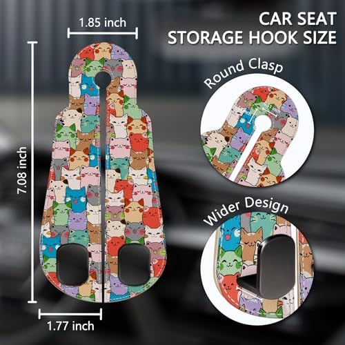Blusabaca 2PCS Car Seat Headrest Hooks, Purses Bags Holder, Cute Cats - Image 5