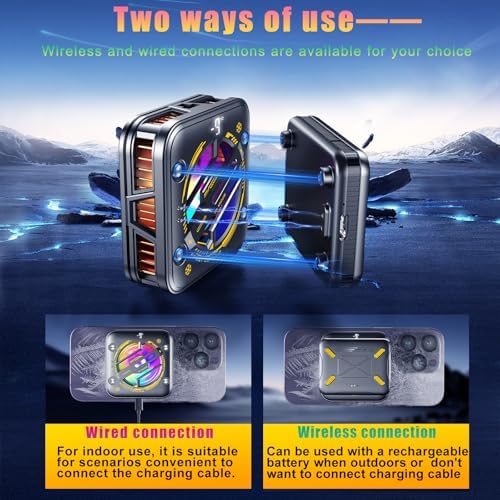 Magnetic Phone Cooler with Battery,Rechargeable Wireless Cooling Fan for iPhone/iPad,Phone Cooling Case Radiator Heatsink with RGB LED for iPhone MagSafe Series/Samsung/Android - Image 7