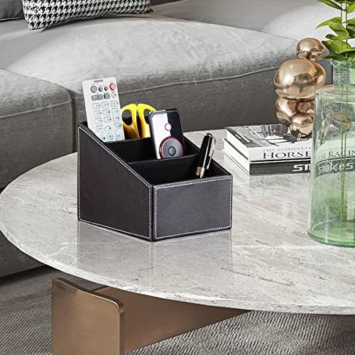 TV Remote Control Holder with 3 Compartments, Media Accessory Storage, Storage box, Storage Rack, Desk Organizers(Black(2 pieces)) - Image 6