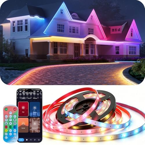 DeckTok 65.6ft RGB LED Strip Lights Outdoor, Alexa Google Assistant, IP67 by DeckTokLight