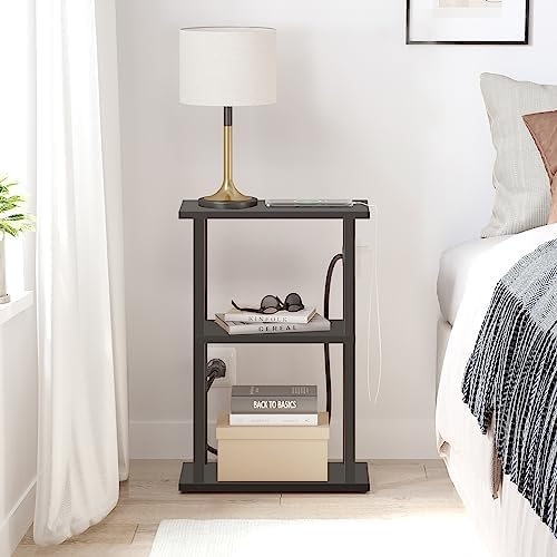 TUTOTAK Small Narrow Side Table with Charging Station, Skinny End Table - Image 7