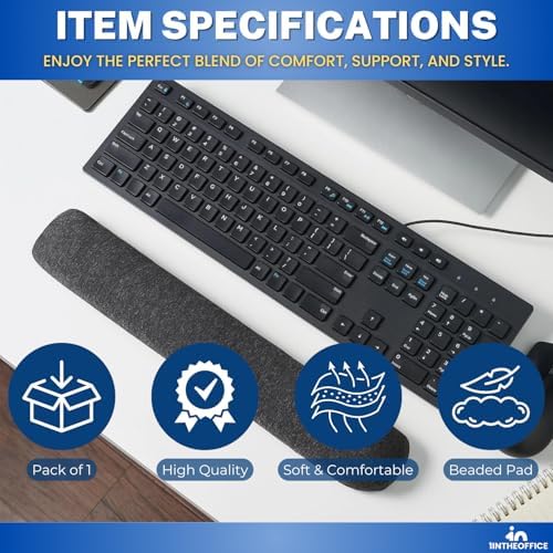 1InTheOffice Beaded Keyboard Wrist Rest Pad, Black/Gray - Image 6